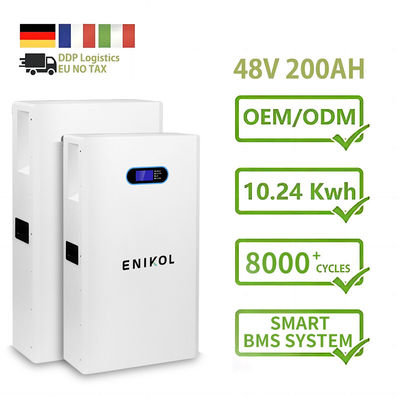 Muur gemonteerd / vloer staande 48V zonnebatterij 51.2v 200ah Lifepo4 batterij