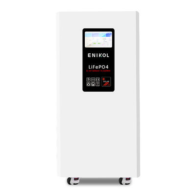 7-inch touchscreen 51.2V 300AH 15.36KWH Capaciteit Huishoudelijke energieopslag Batterij met wielen